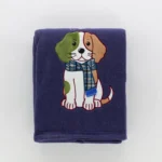 Plaid Ricamato Animals Cane Blu