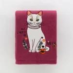 Plaid Ricamato Animals Gatti Prugna